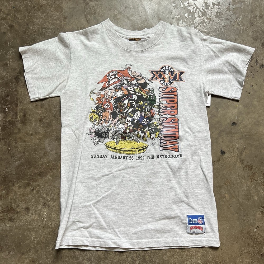 Vintage Nfl Football Super Bowl T-Shirt Small 1992 Metrodome Single Nutmeg