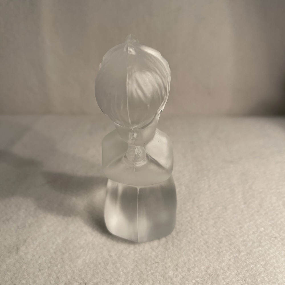 Fenton Clear Frosted Satin Glass  Girl Kneeling/Praying Figurine