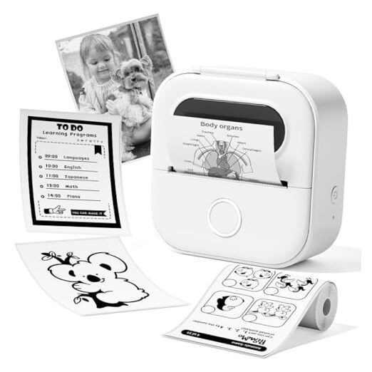 Print Pods Mini Printer, Sticker Maker Machine Y02C, Mini Portable White