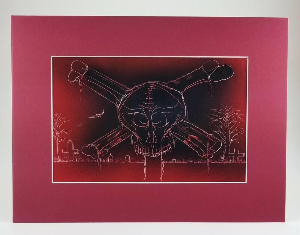 Skull and Crossbones Painting comes with Color matte board by Jason Girard.