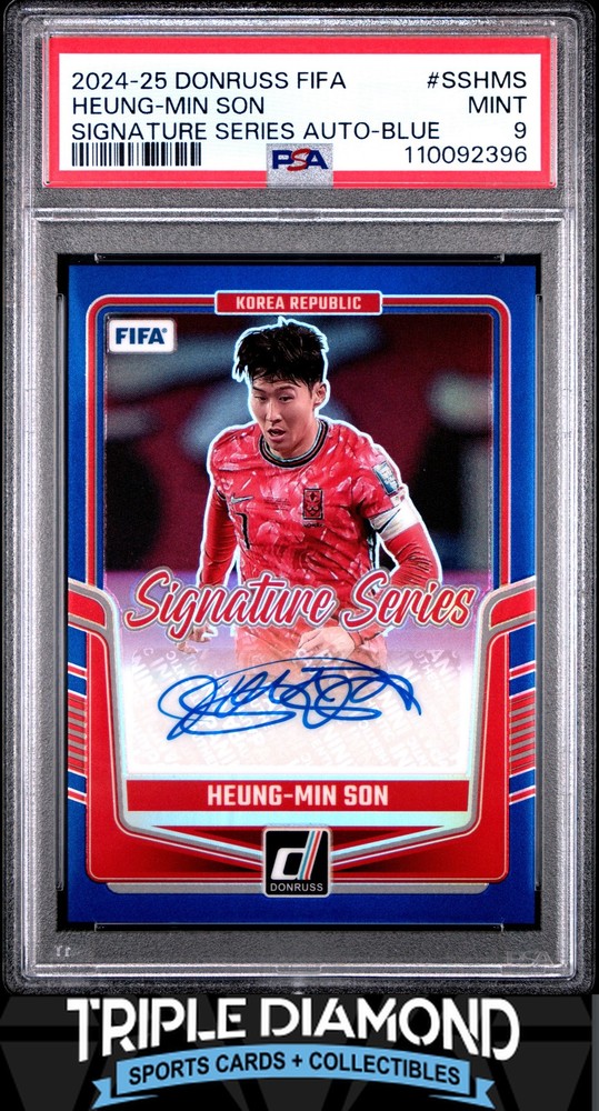 2024-25 Donruss FIFA Heung-Min Son Sig Series Auto Blue #62/99 PSA 9 LS542