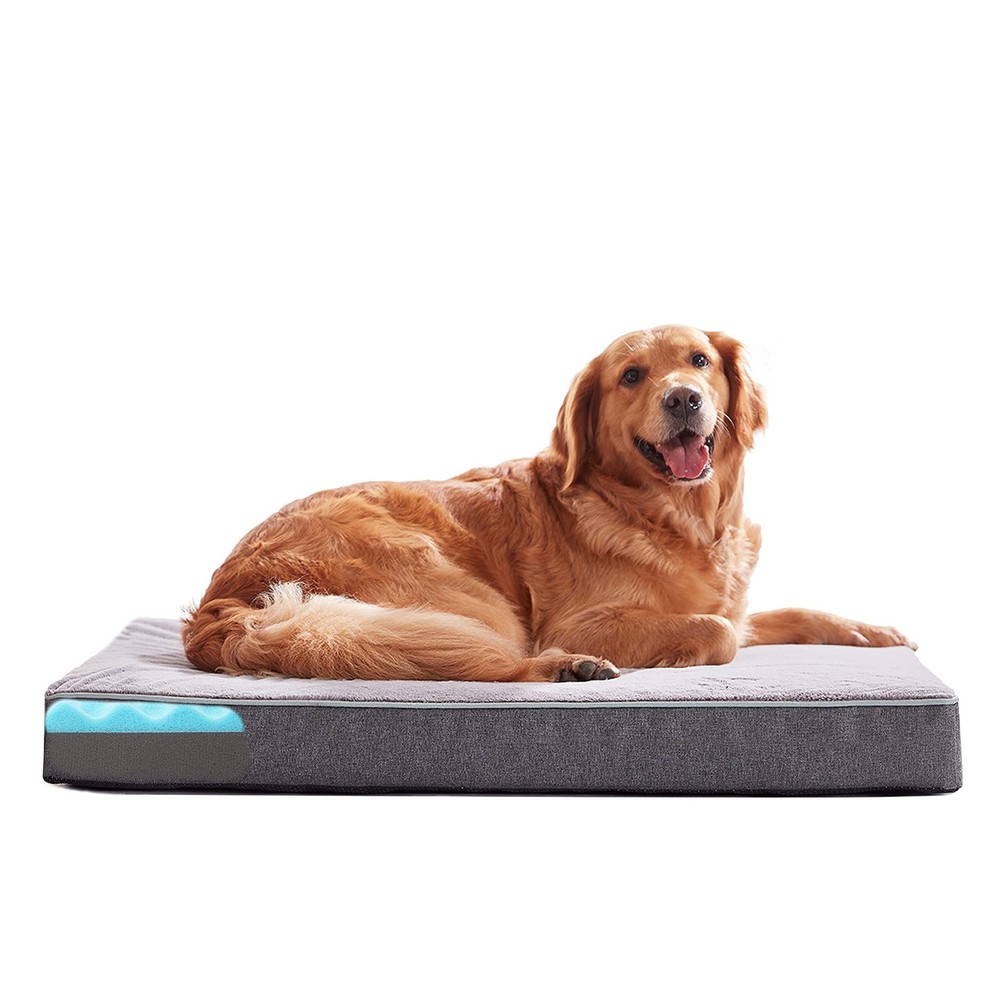Cooling Orthopedic Memory Foam Dog Bed with Waterproof Cover for Crates