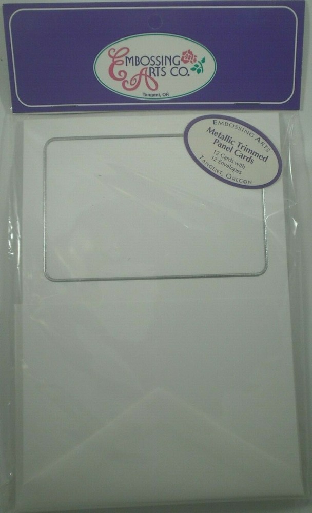Embossing Arts Co Metallic Trimmed Panel Cards, Stationery, White & Silver
