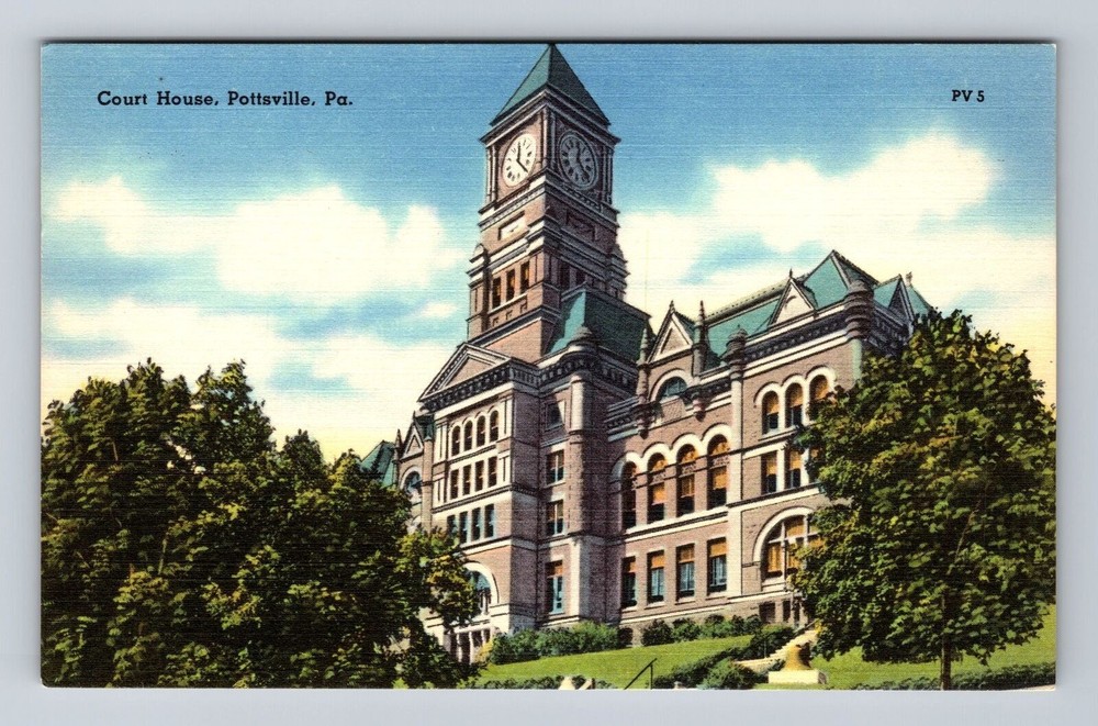 Pottsville PA-Pennsylvania, Panoramic View Court House, Vintage Postcard
