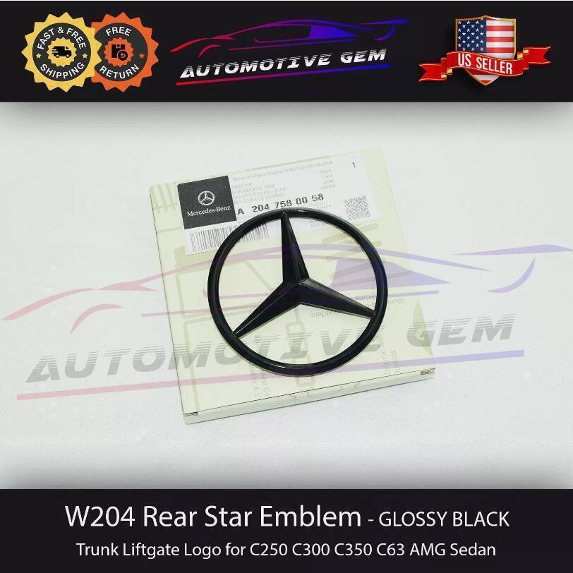 Gloss Black Star Trunk Emblem Fit Rear Lid Badge For Mercedes W204 C Class AMG