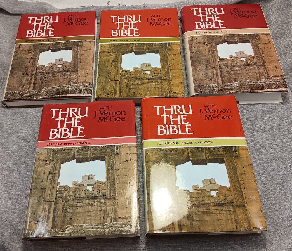 1981-1983 THRU THE BIBLE with J Vernon McGee Complete 5-Volume Set HC/DJ Clean