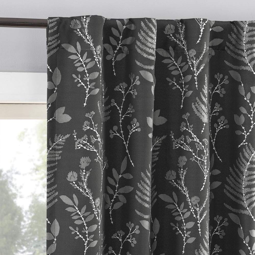 Ambridge 2-Pack Blackout Pleated Leaf Embroidered Curtain Panels