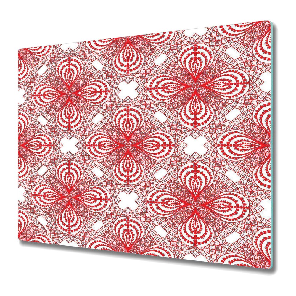 Tempered Glass Chopping Board Utensil Red laces red and grey 60x52