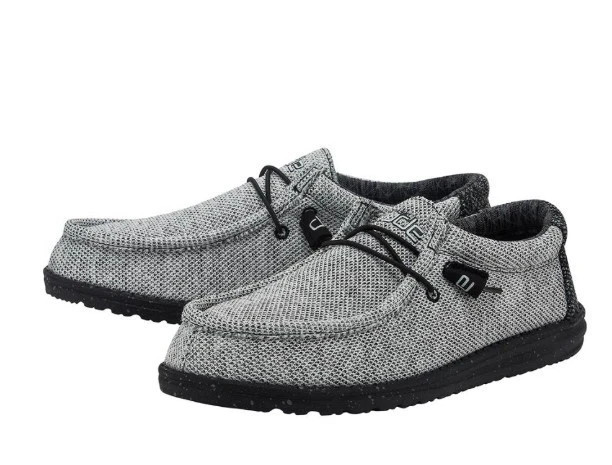 HEY DUDE SIZE WALLY STRETCH DARK WEB WHITE GRAY LIGHTWEIGHT LOAFERS SIZE 9