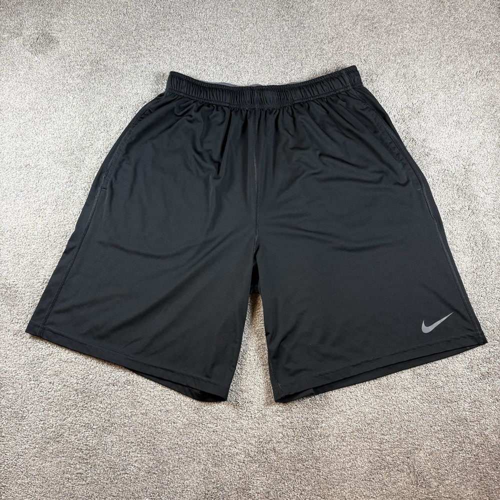 Nike Shorts Men's XL Dri-Fit Activewear Workout Black Logo 9