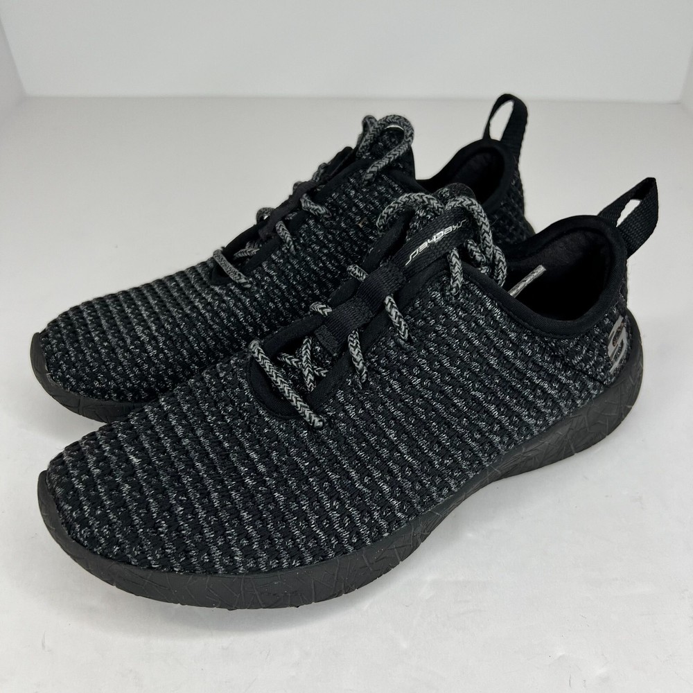 Skechers Mens 52114 Black Burst Donlen Lace Up Low Top Mesh Size 6 Walking Shoes