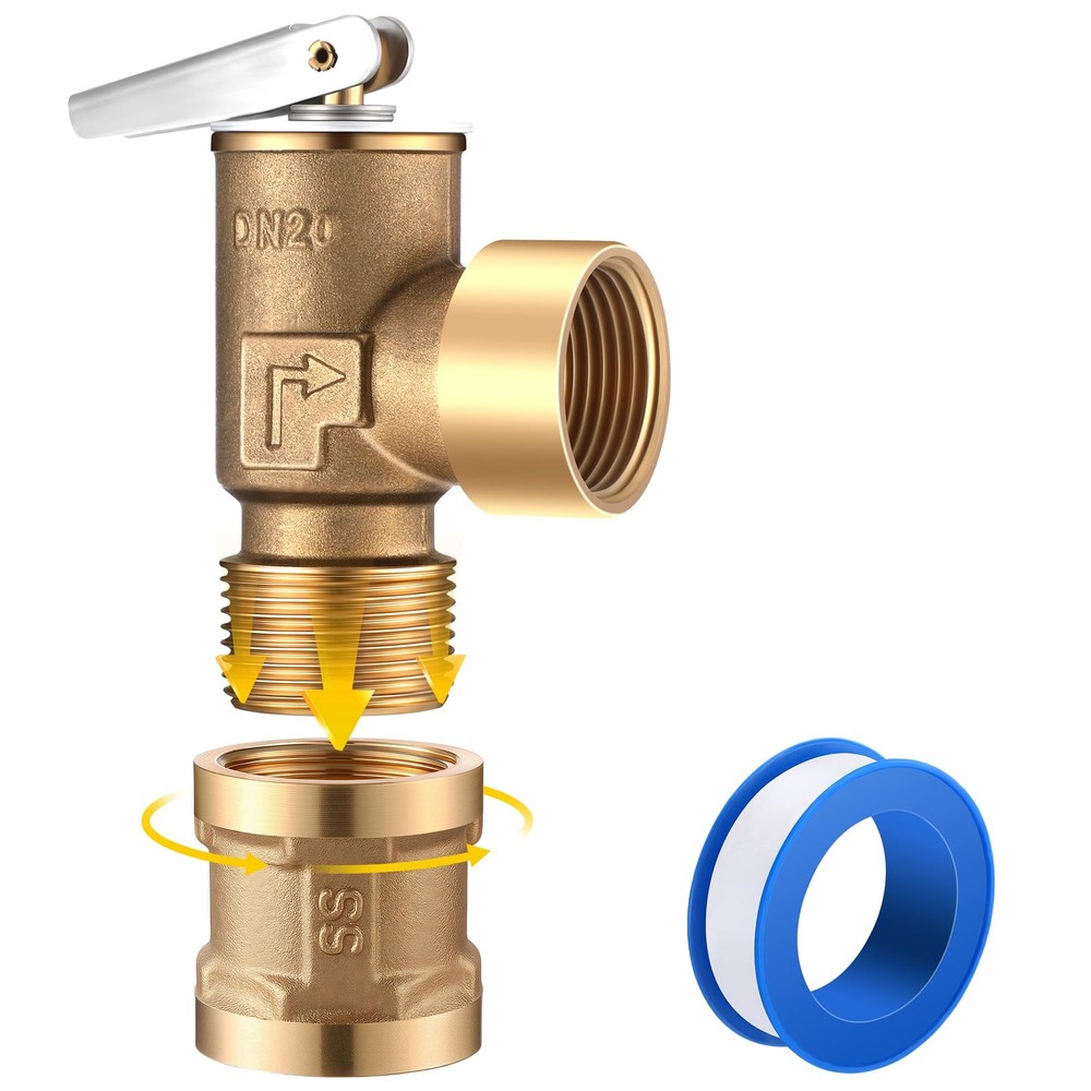 30 PSI Pressure Relief Valve with 3/4 NPT Female Thread Pipe Adapter, 3/4 NPT...