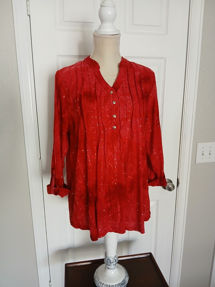 Cocomo Red Tie Dye Sequin Top 1X Y2K Fairy Whimsygoth Boho Festival Glam Party