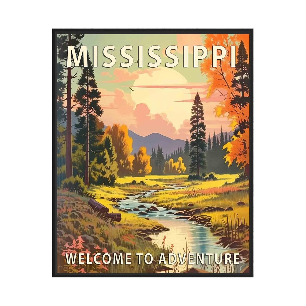 Mississippi State Scenery Poster Art Print Retro National Park Gifts