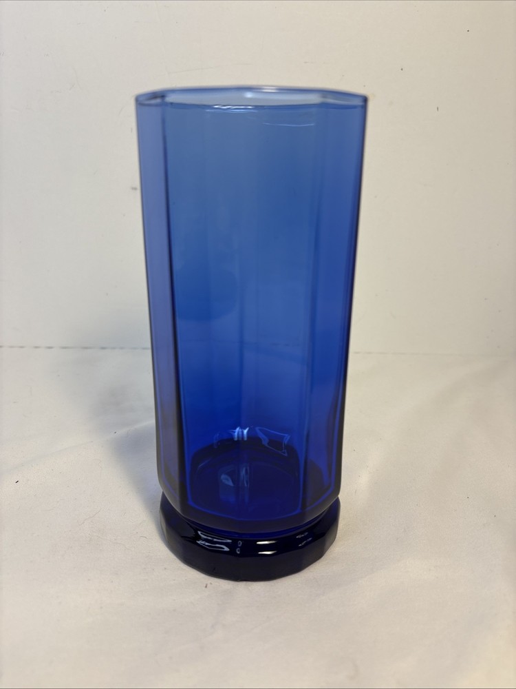 Vintage Anchor Hocking Essex Cobalt Blue Panel Iced Tea Glass 6 3/8”