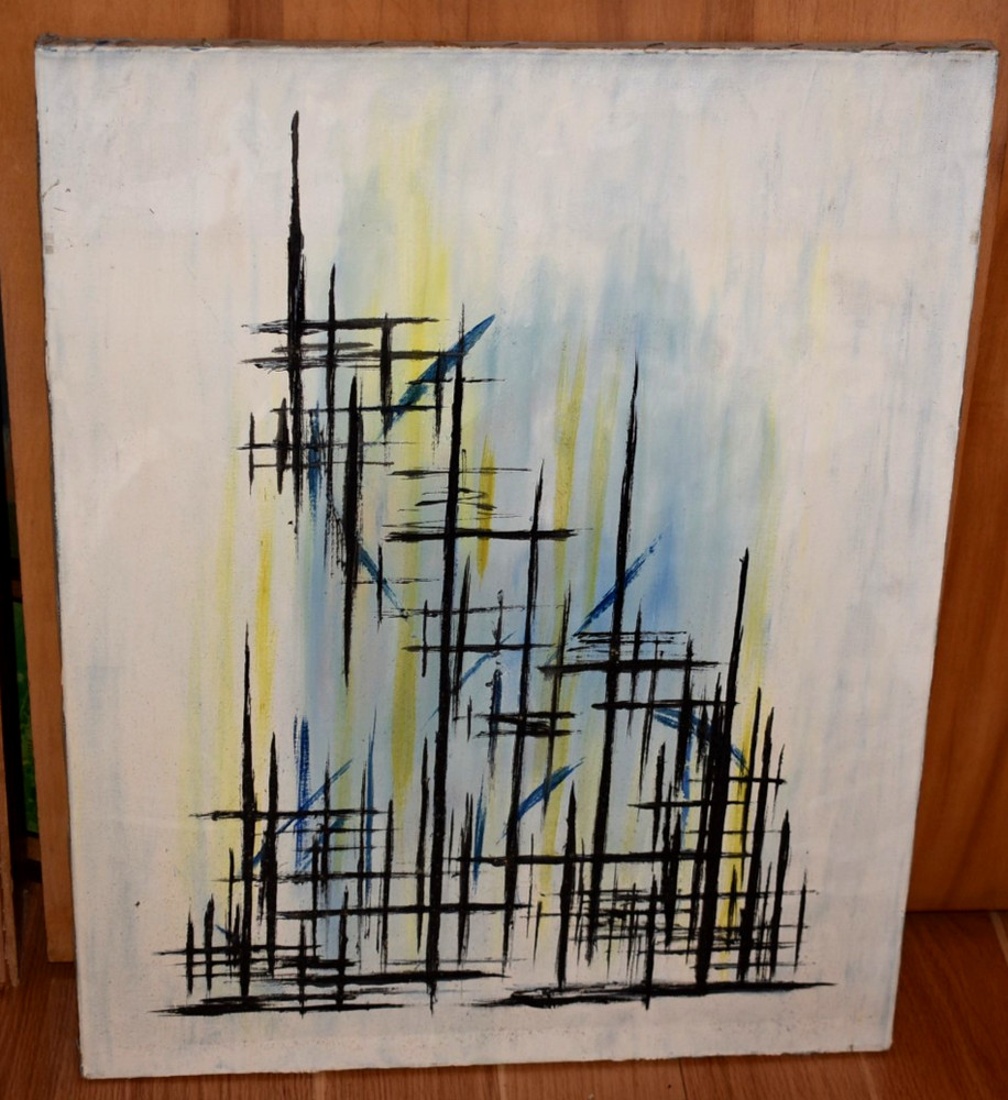 Vintage 1963 Boston Mid Century Abstract Painting Edward Cooper 18x25