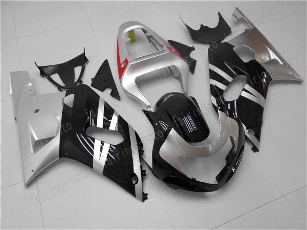 2001-2003 GSX-R 600/750 K1 Black ABS Fairing Kit in Black Silver Red
