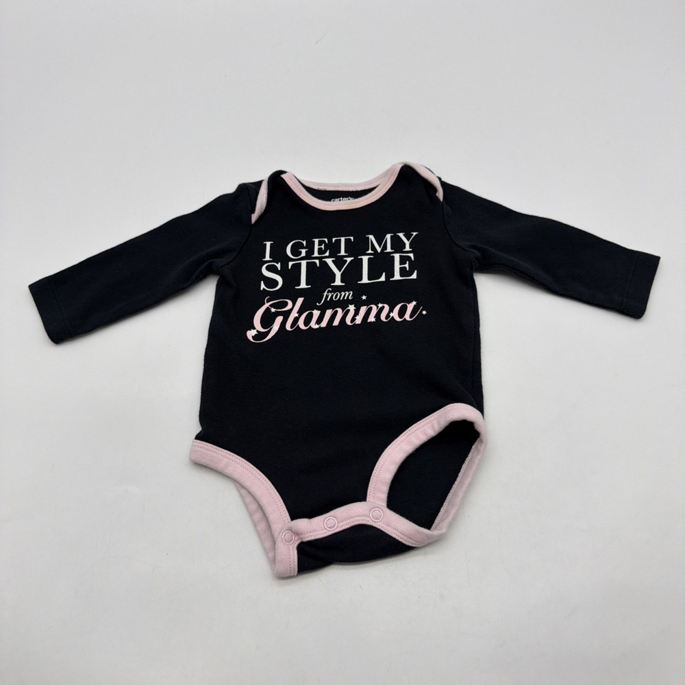 Carters One Piece Bodysuit Toddler Girls Size 3 Black Graphic Print .#38464