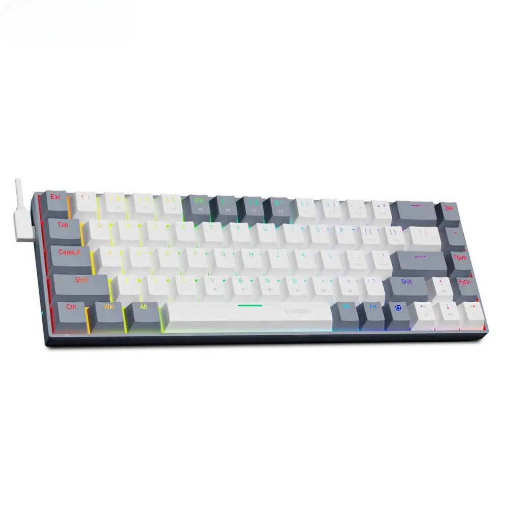 RGB USB 60% Mini Slim Mechanical Gaming Wired Keyboard Red Switch 68 Key Russian