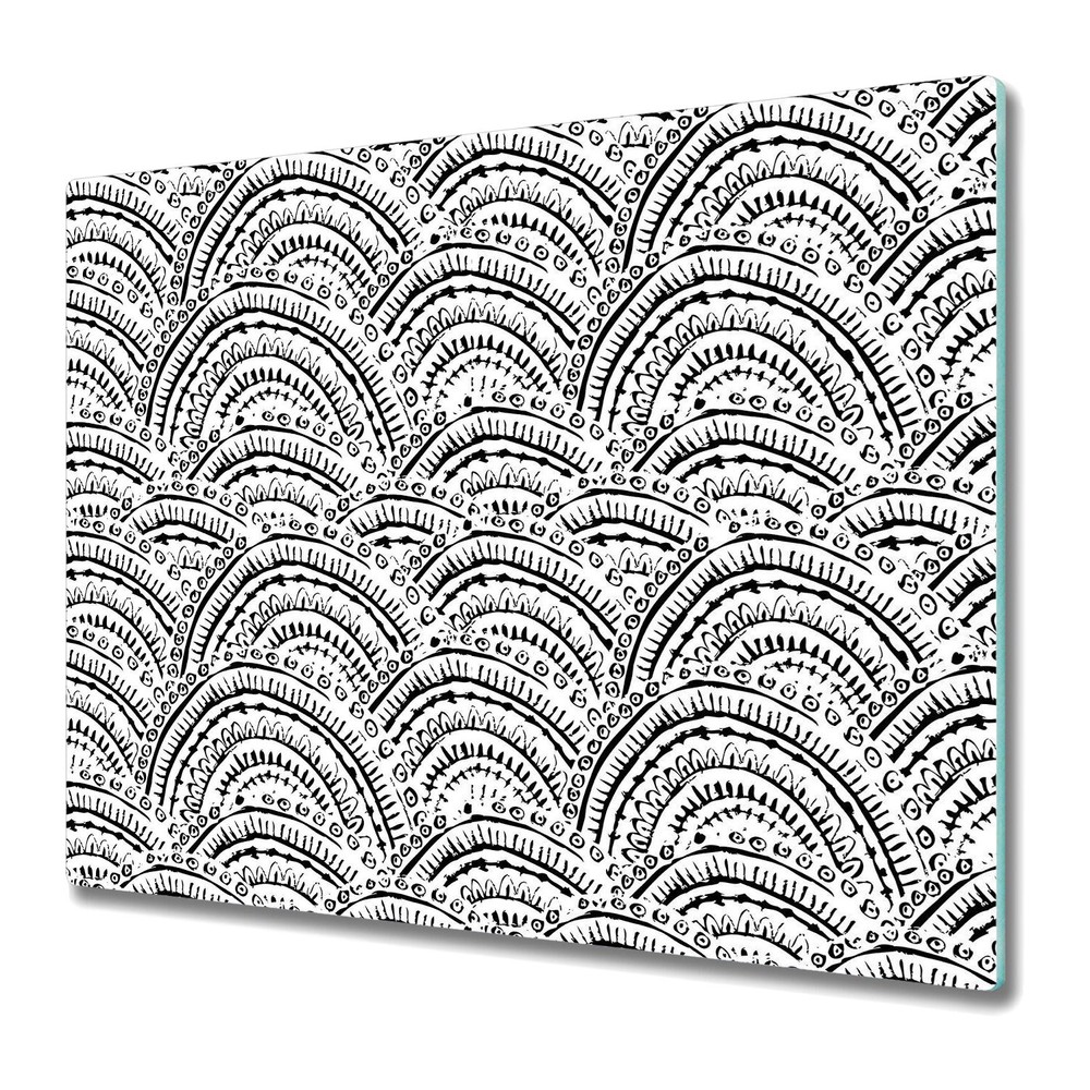 Glass Kitchen Chopping Board abstract black and white vibrant Art 60x52