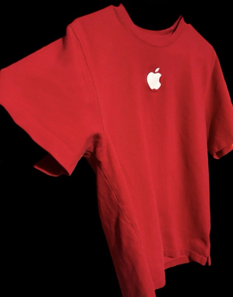 Original Official Apple T Shirt 100% Cotton Size Large Red Short Sleeve Men's