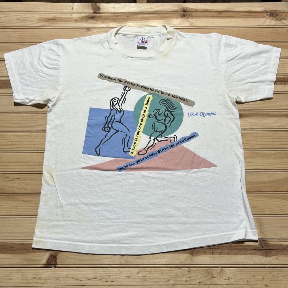 Vintage 90s USA Olympics Womens Track And Field Event Graphic Shirt Size XL