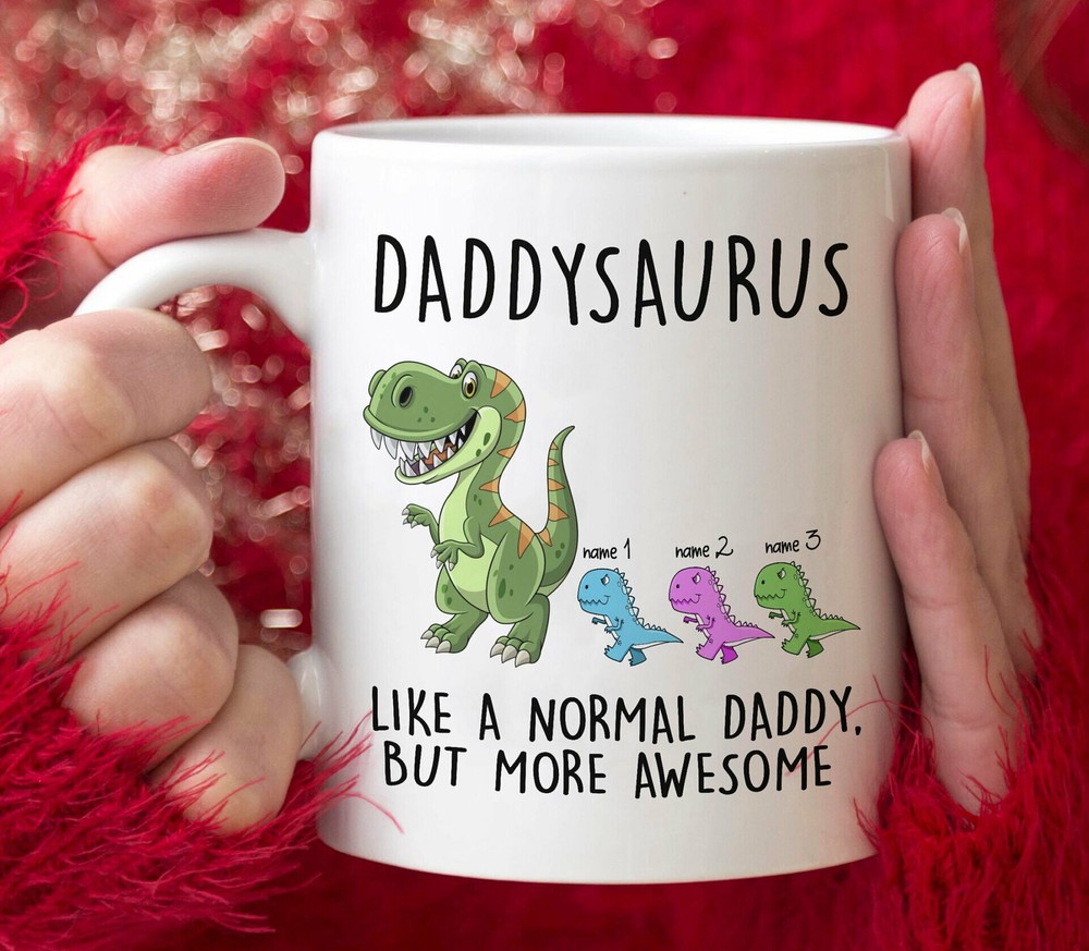Personalized Daddy Saurus Mug Daddysaurus Mug Gift Dinosaur Dad Mug Fathers Day