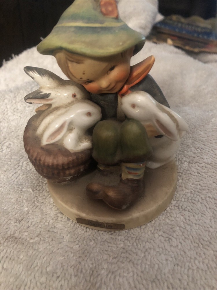 Hummel Boy With 3 Rabbits Figurine - Germany 1960-1963 Embossed 58/4