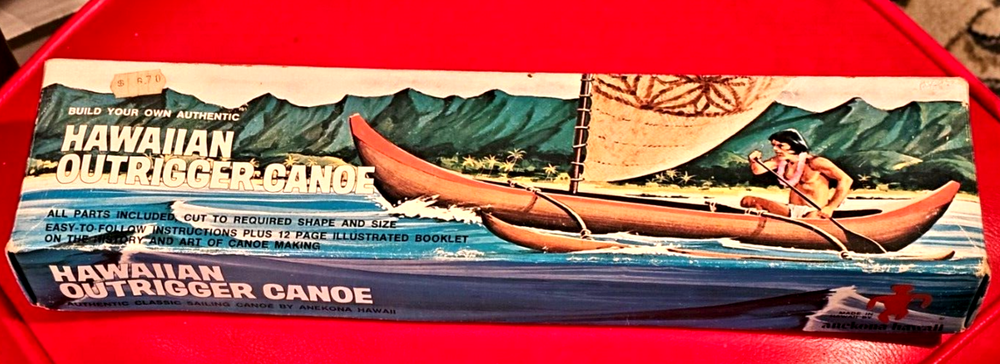 Vintage Classic KOA wood Hawaiian Outrigger Canoe kit by Anekona, Made in Hawaii