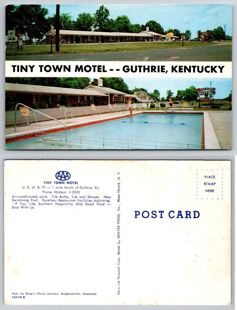 Tiny Town Motel Pool Guthrie Kentucky Postcard
