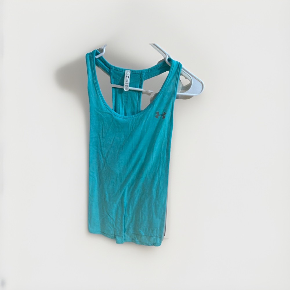Under Armour HeatGear Turquoise Racerback Tank XL Fitted Breathable Mesh