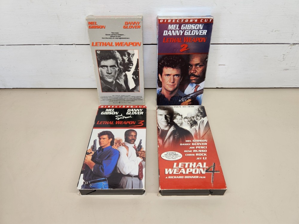 Lethal Weapon # 1-4 VHS Lot Warner Home Video Vintage Mel Gibson Danny Glover