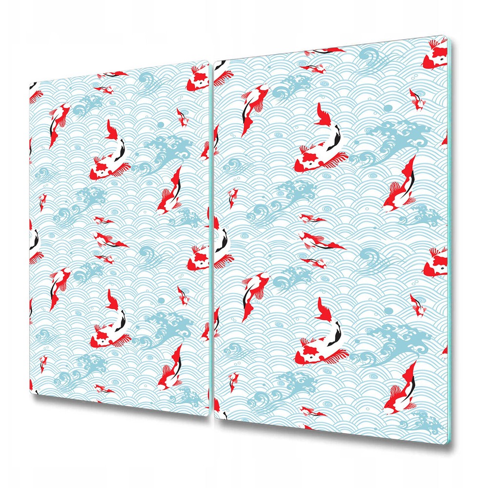 Glass Bread Board Surface Protector Worktop Saver Koi carp red and blue 2x30x52