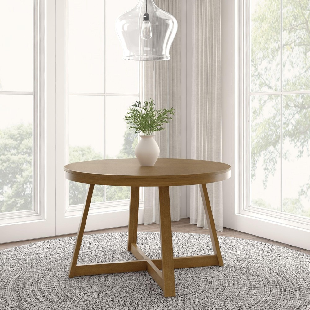 47-Inch Solid Wood Round Farmhouse Dining Table by Plank+Beam