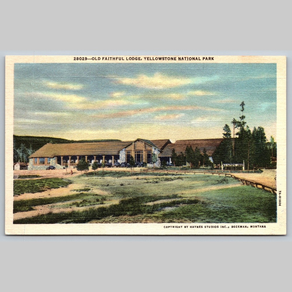 Postcard Old Faithful Lodge Yellowstone National Park Montana