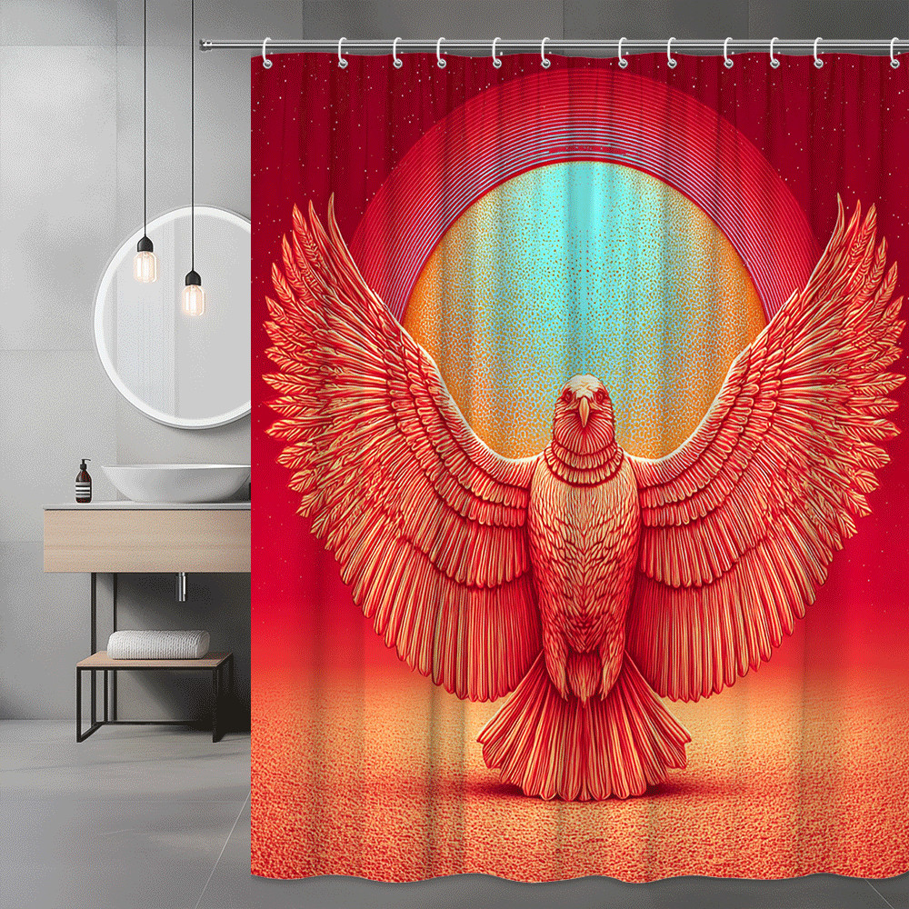 Red Eagle Sun Shower Curtain Graphic Bird Print
