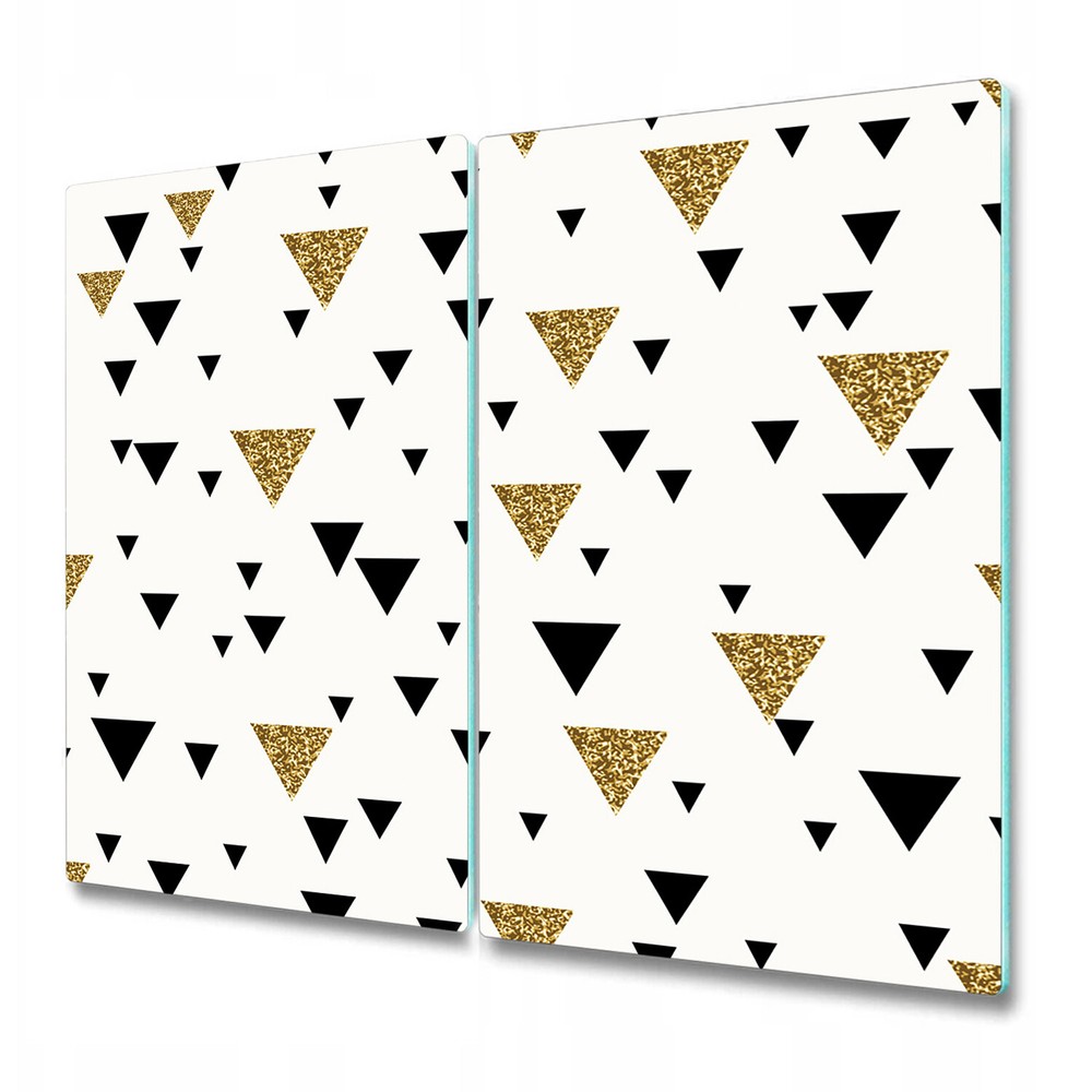 Tempered Glass Chopping Cutting Board Geometric triangle Gold accent 2x30x52