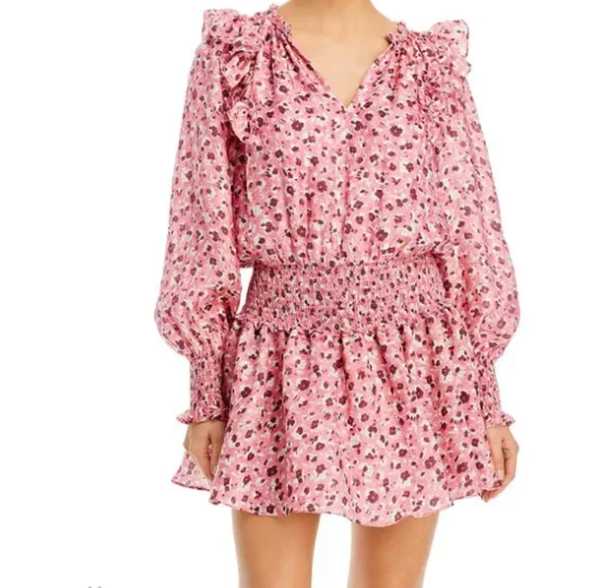 Ramy Brook Penelope Pink Ruffled Dress Size S