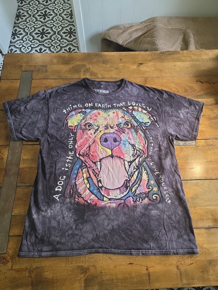 3D Tees Dean Russo Pit Bull Shirt Mens XL Tie Dye Dog Pop Art Graphic T Shirt