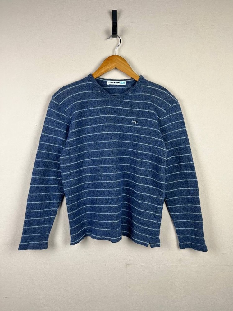 Men's Vintage SAINT LAURENT JEANS Wool Blue Sweater Size S-M