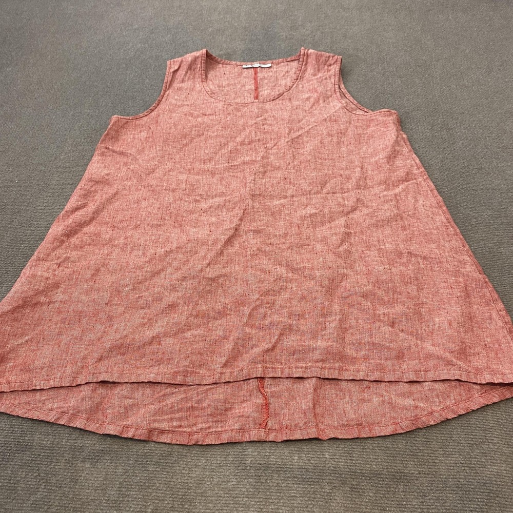 Bryn Walker Dress Womens Large Red Linen Sleeveless Hi Low Hem Swing Trapeze