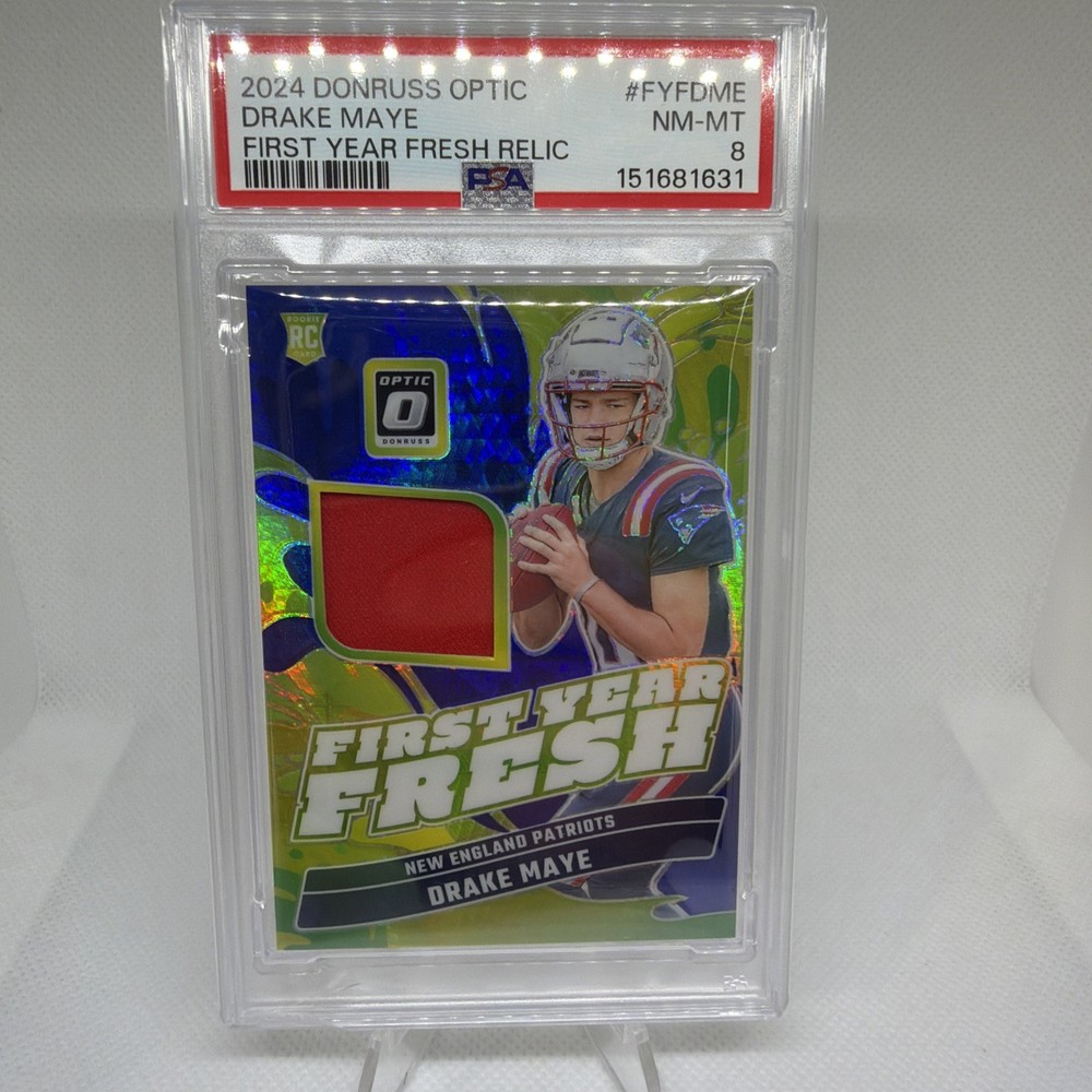 2024 Panini Donruss Optic First Year Fresh Relic Drake Maye Rookie Rc Psa 8.5