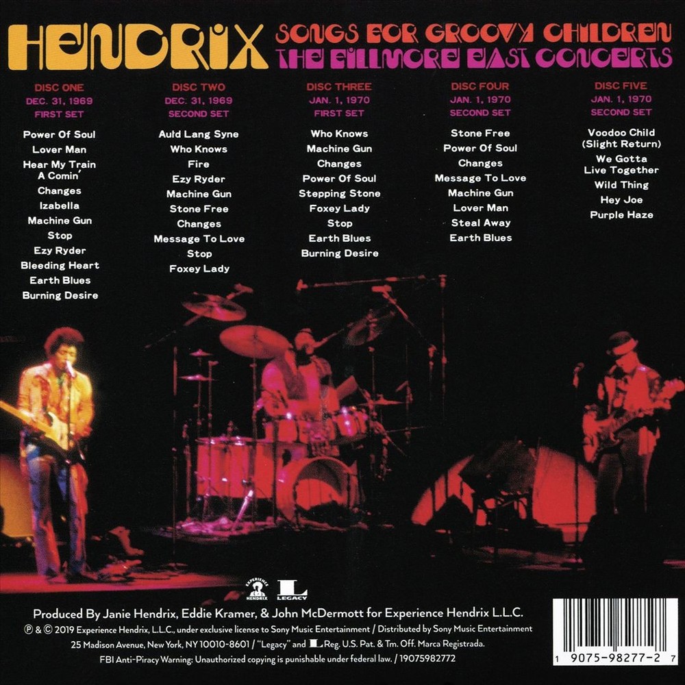 Jimi Hendrix Songs For Groovy Children: The Fillmore East Concerts New Cd