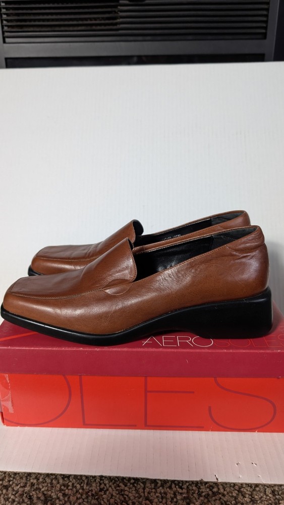 Aerosoles Final Exam Brown Leather Loafers Size 10 Comfort Shoes