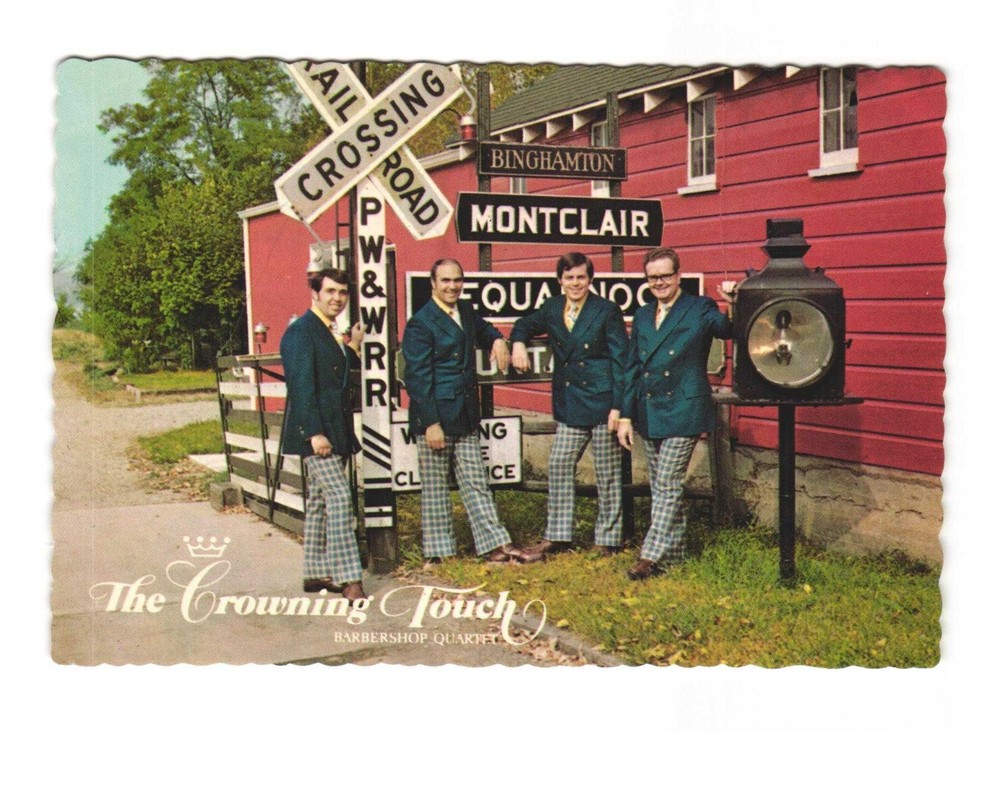 The Crowning Touch Barber Shop quartet vintage postcard unposted
