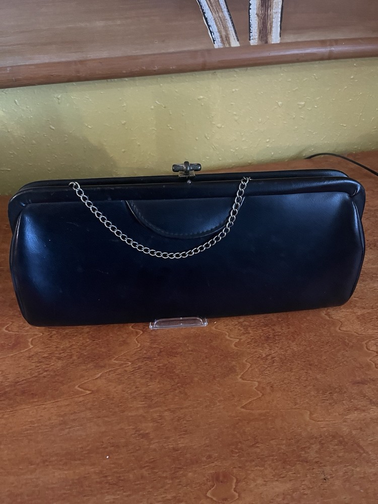Vintage Patent Leather Clutch With Chain