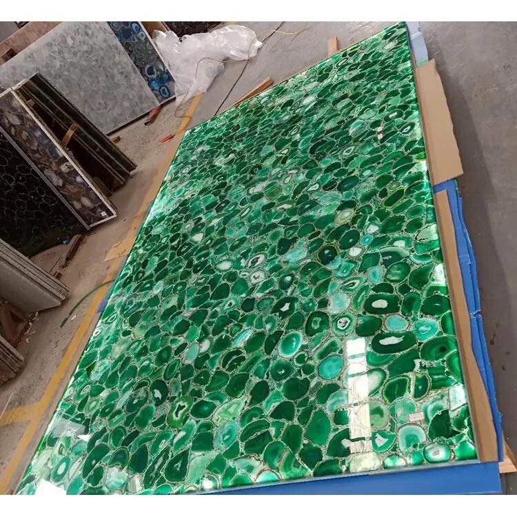 22x36 Green Agate Dining Table with Natural Stone Top for Kitchen or Dining Room