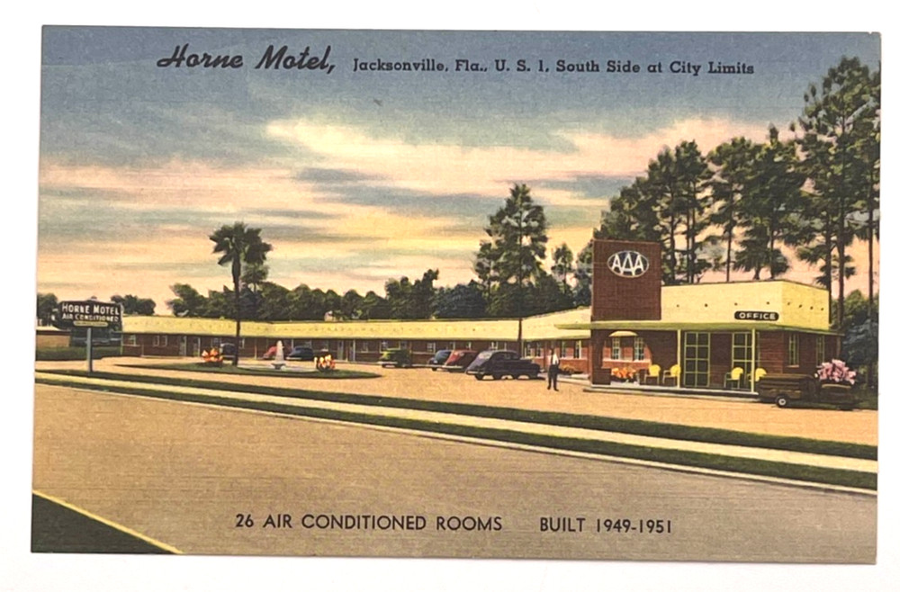 Horne Motel Jacksonville FL US 1 AAA Linen Postcard