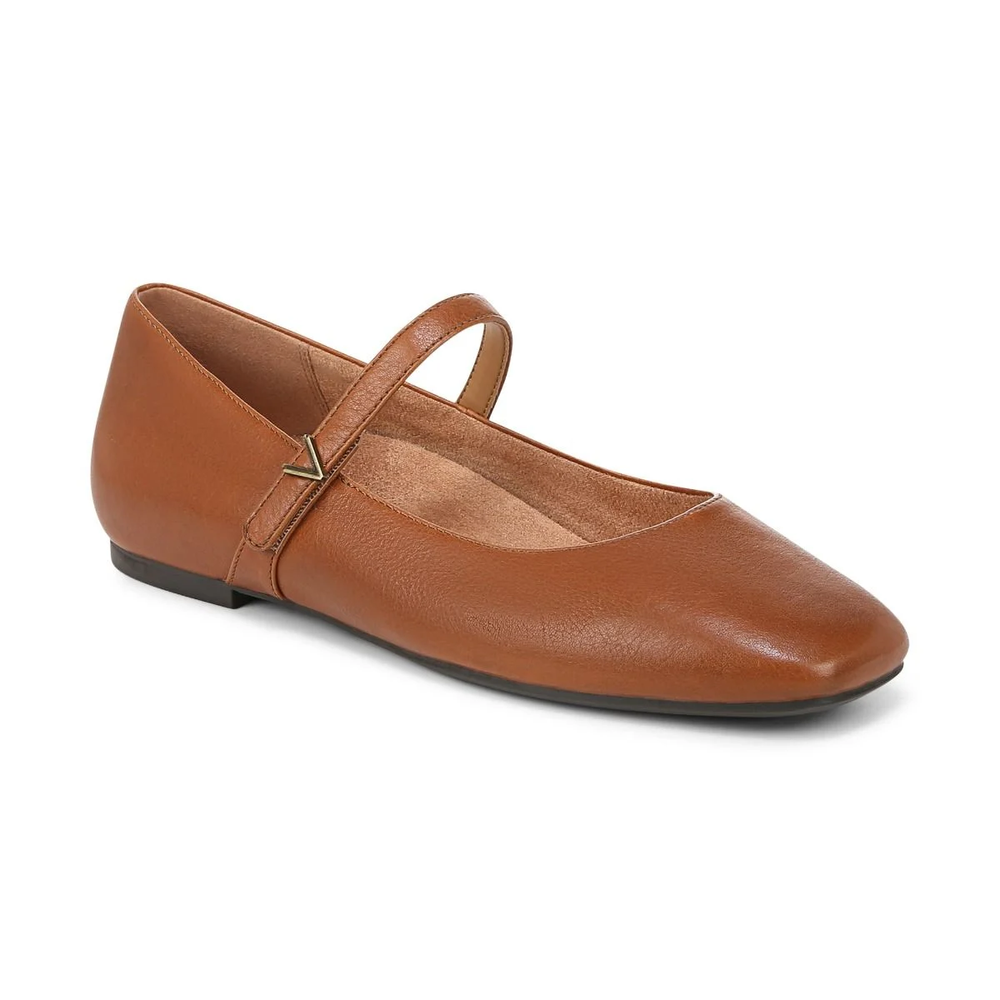 NEW Vionic Alameda Mary Jane Flat Women’s Tan Leather Comfort Flats