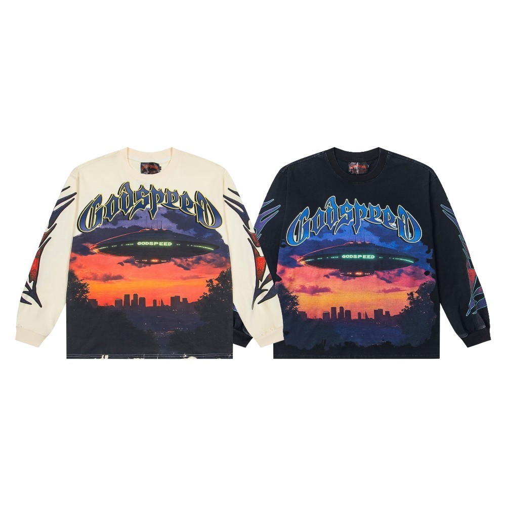 Godspeed Steel Sharpens Steel Hip Hop Retro Casual Long-Sleeve T-Shirt S-XL